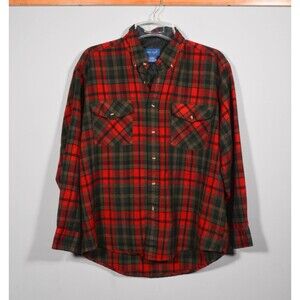 Vintage Towncraft JC Penney Red Tartan Plaid Flannel Button Up Shirt Sz XL